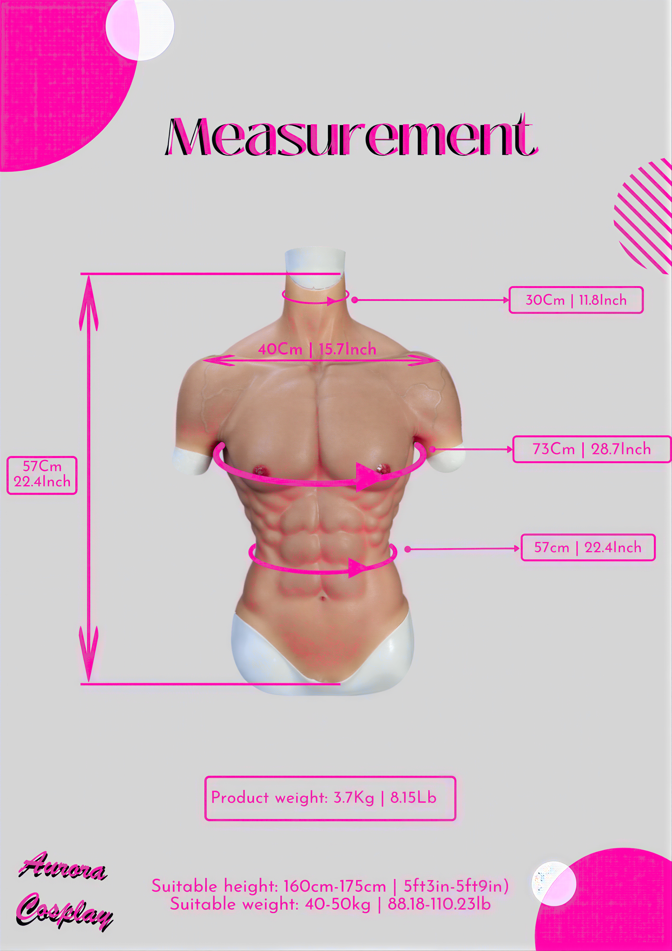 Aurora Cosplay Upgraded Realistic Muscle Body Suit, Small Size Muscle body, Bodysuit, Crossplay, Cosplay suit - Aurora Cosplay