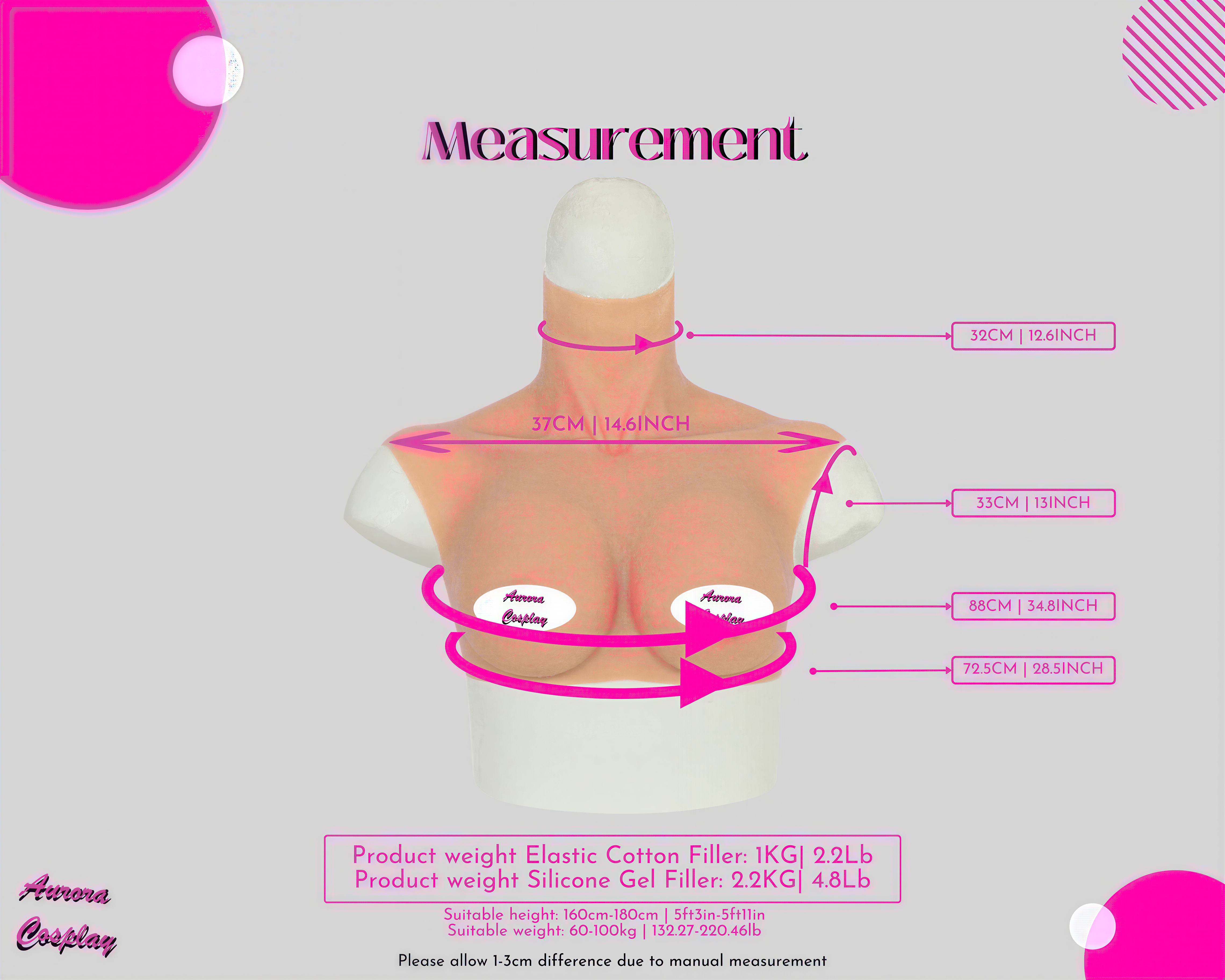 Silicone breasts- D Cup Breasts, Prosthetic breast, Prosthetic for Mastectomy,Prosthetic for Transgender, Cosplay, Fake boobs - Aurora Cosplay