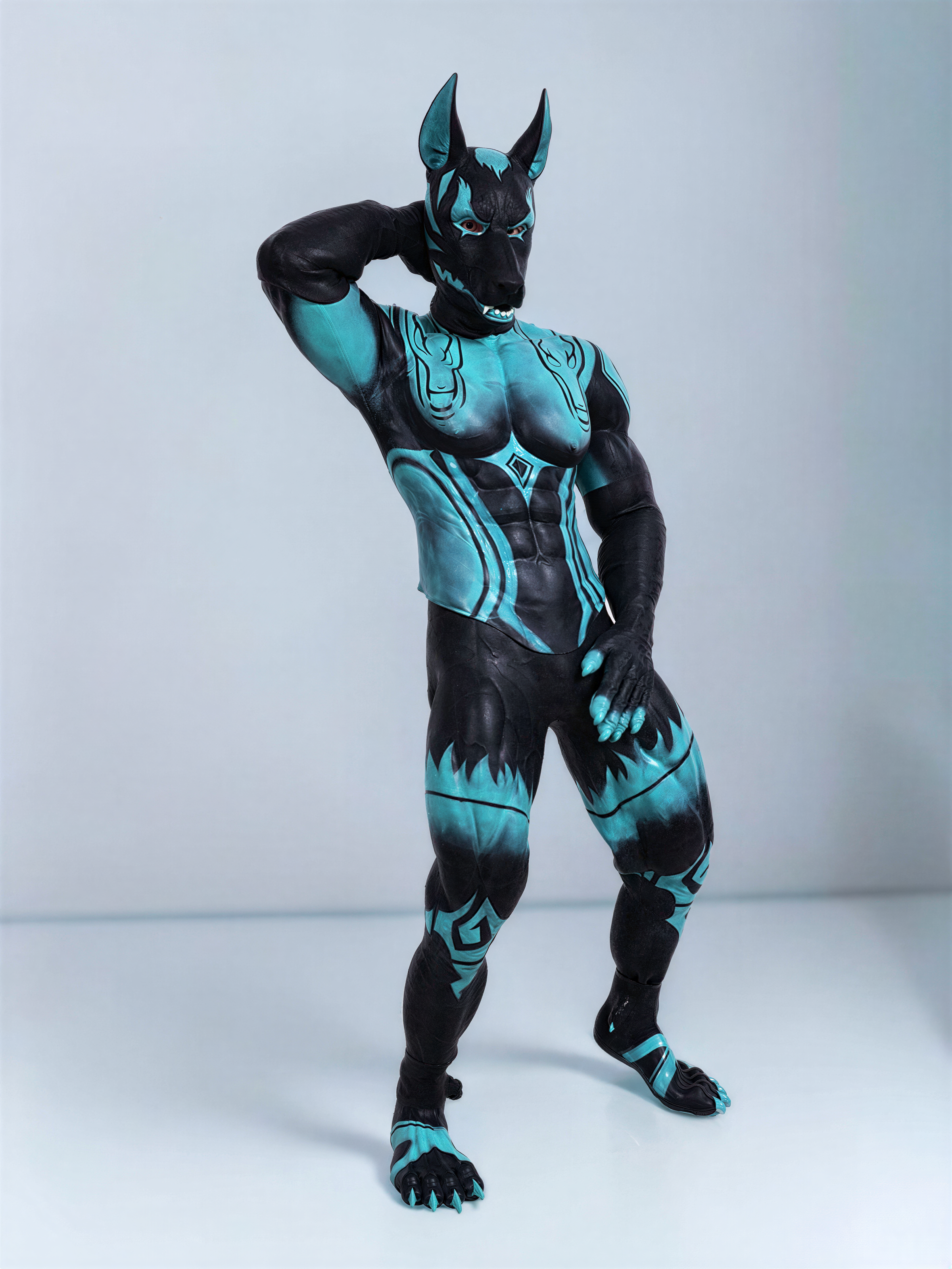 Cerberus-Themed Furry Muscle Suit - Premium Silicone Fursuit for Cosplay - Aurora Cosplay