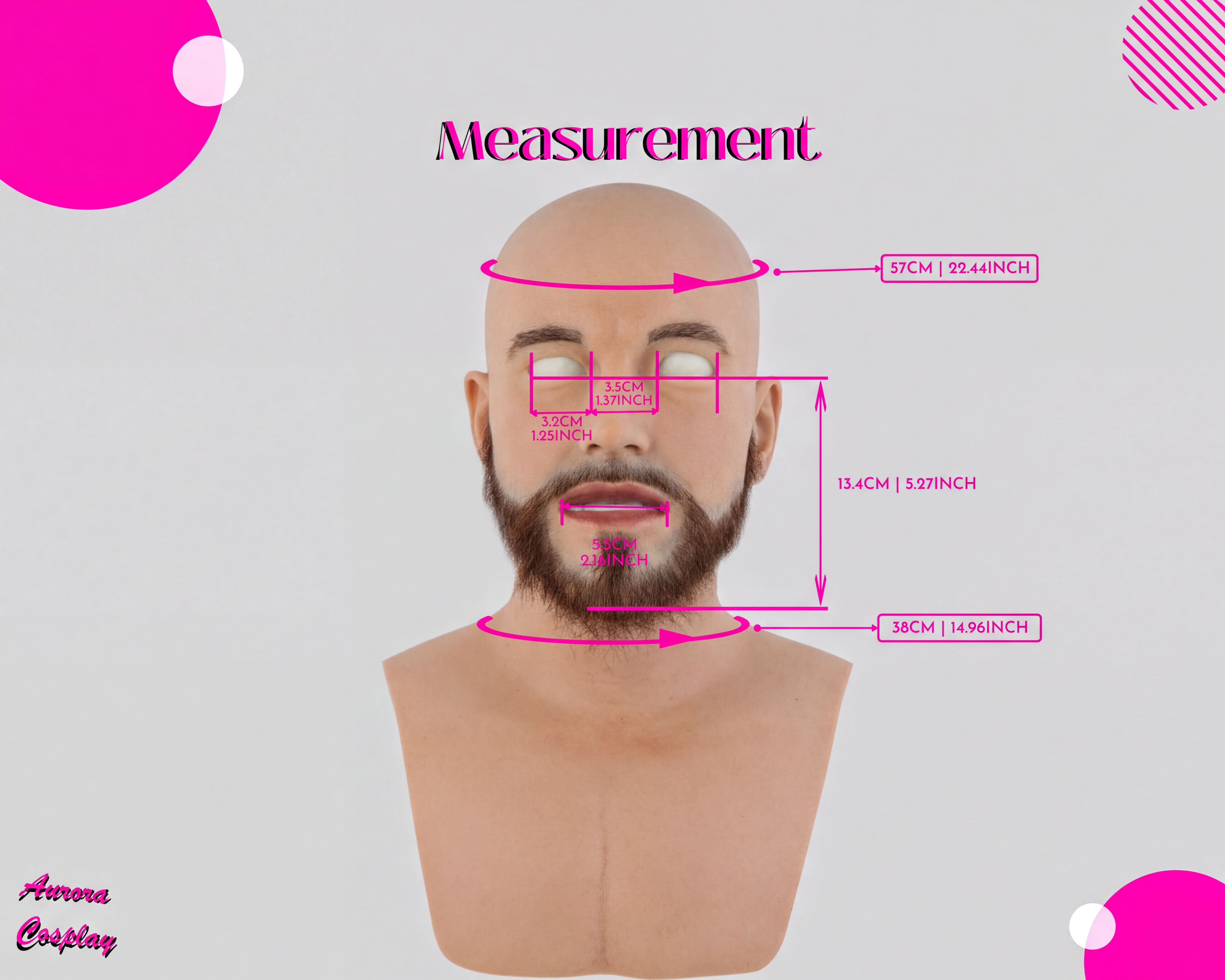 Realistic Male Mask for Cosplay Costumes - Authentic Medical Silicone Realistic Men Mask - Aurora Cosplay