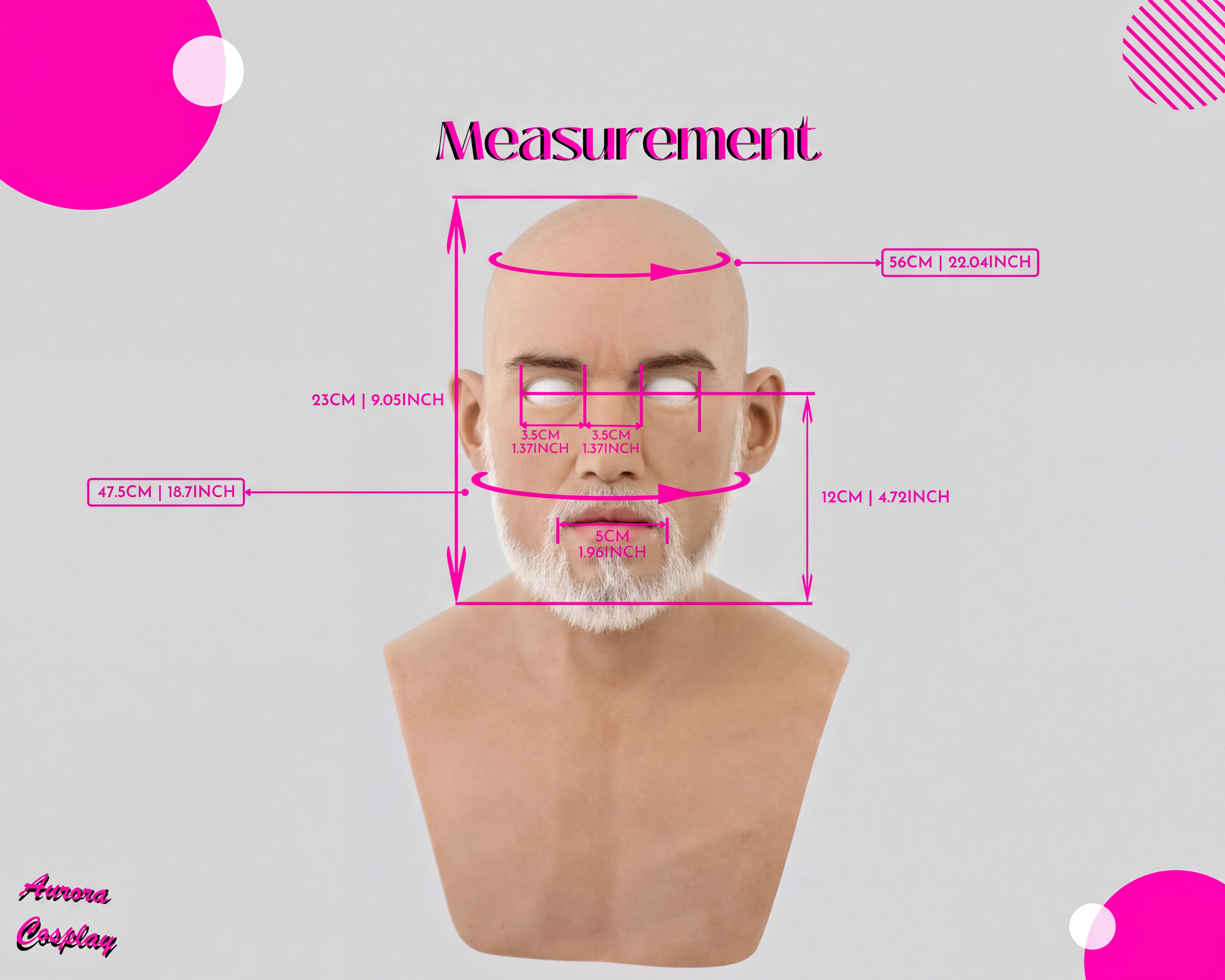 Realistic Male Mask for Cosplay Costumes - Authentic Medical Silicone Realistic Men Mask, cosplay mask - Aurora Cosplay