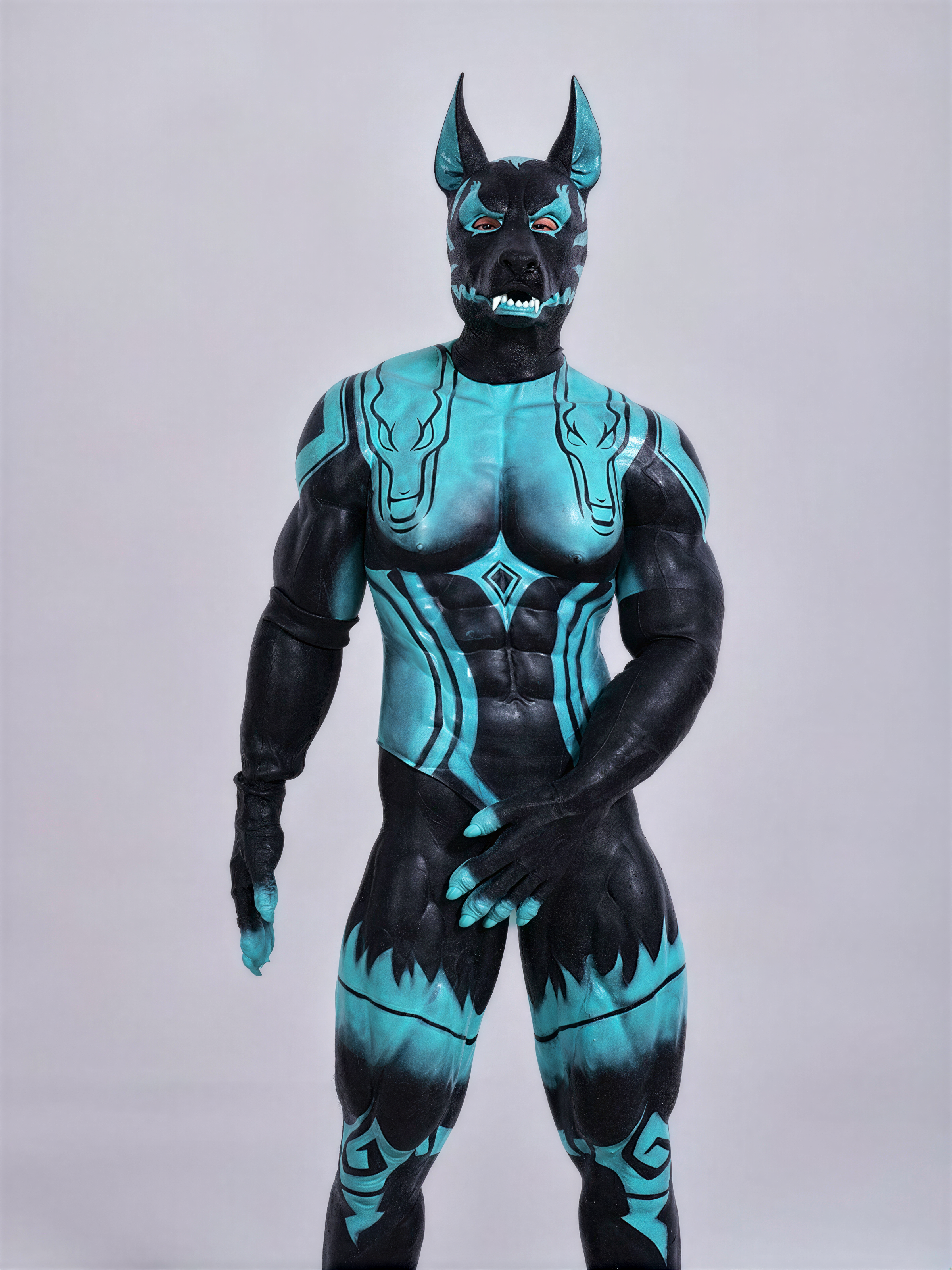 Cerberus-Themed Furry Muscle Suit - Premium Silicone Fursuit for Cosplay - Aurora Cosplay
