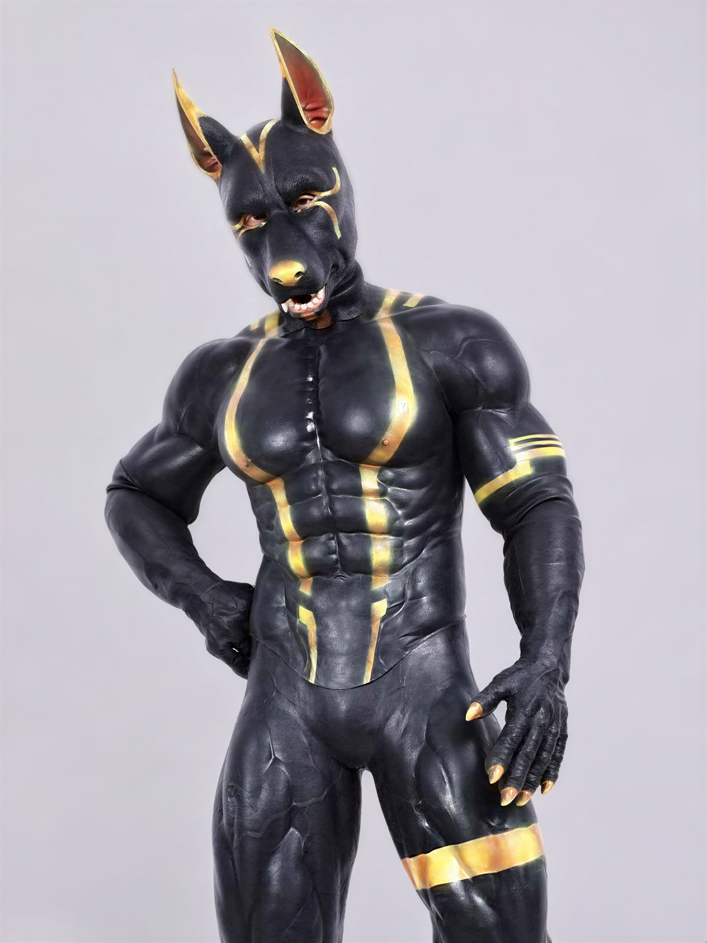 Anubis Fursuit Muscle Petsuit in Silicone: Ultimate Cosplay Set - Aurora Cosplay