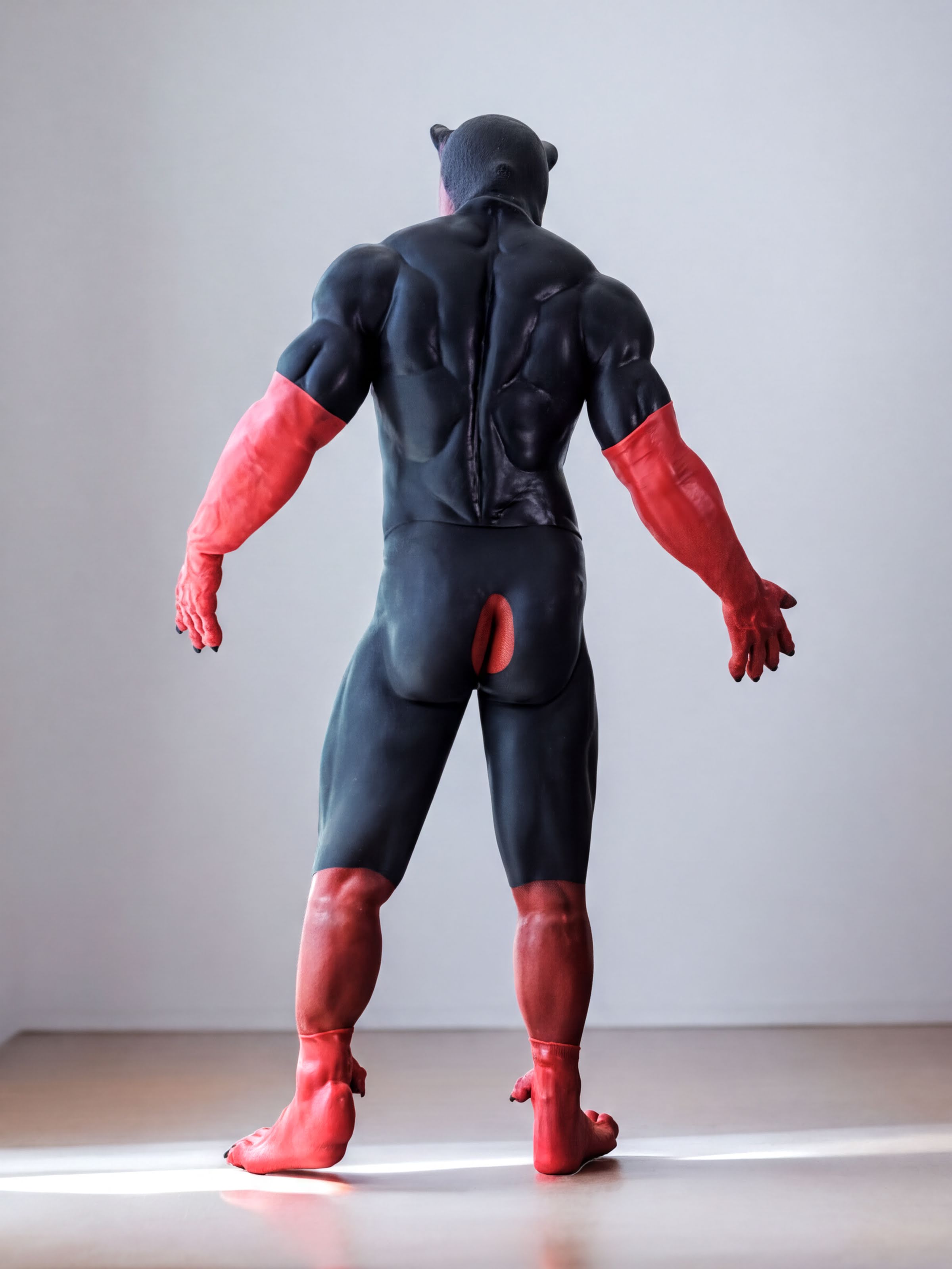 Futuristic Furry Muscle Suit with Penis - High-Tech Fursuit for Cosplay - Aurora Cosplay