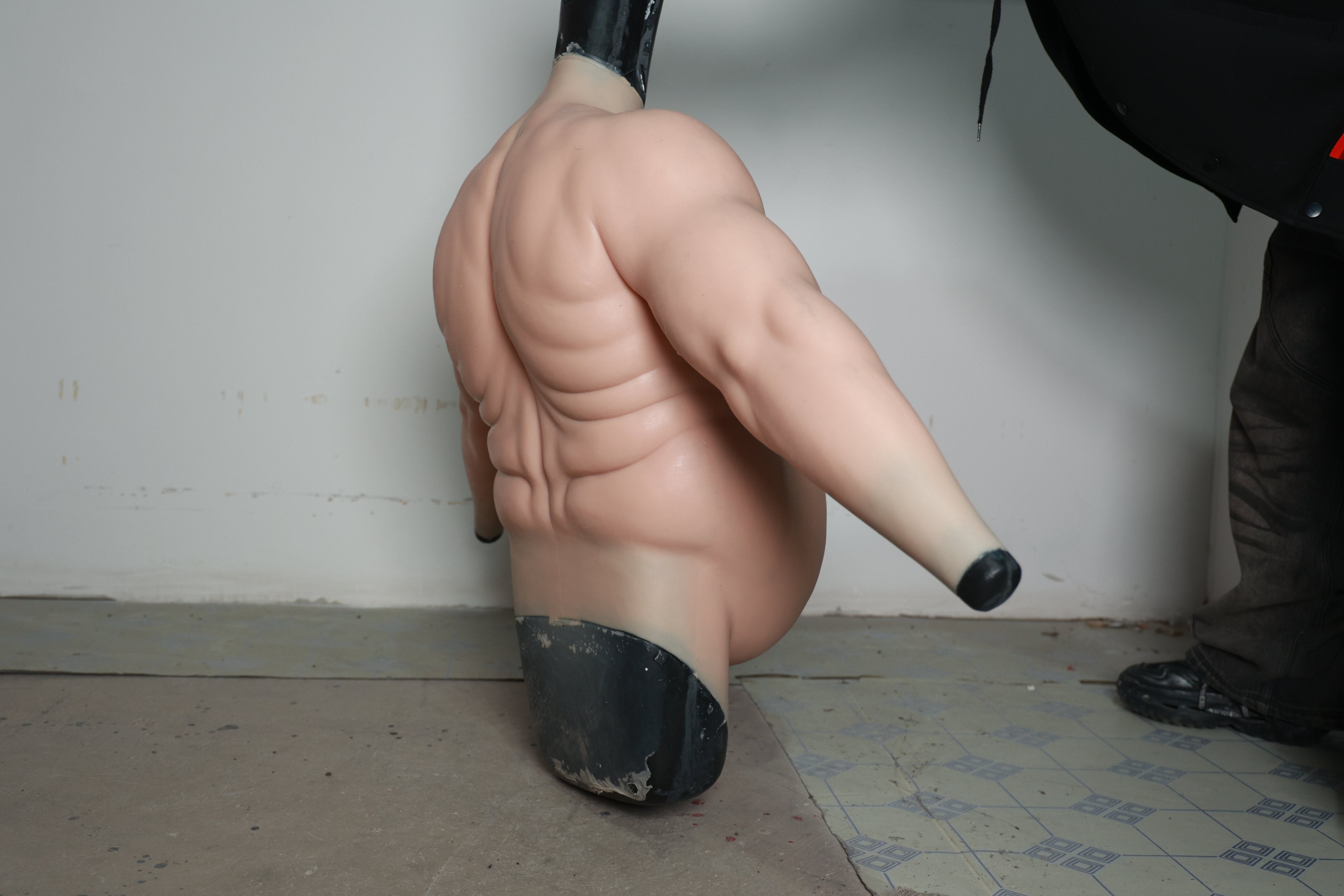 Silicone Upper Body Suit with Muscular Biker Look and Big Belly