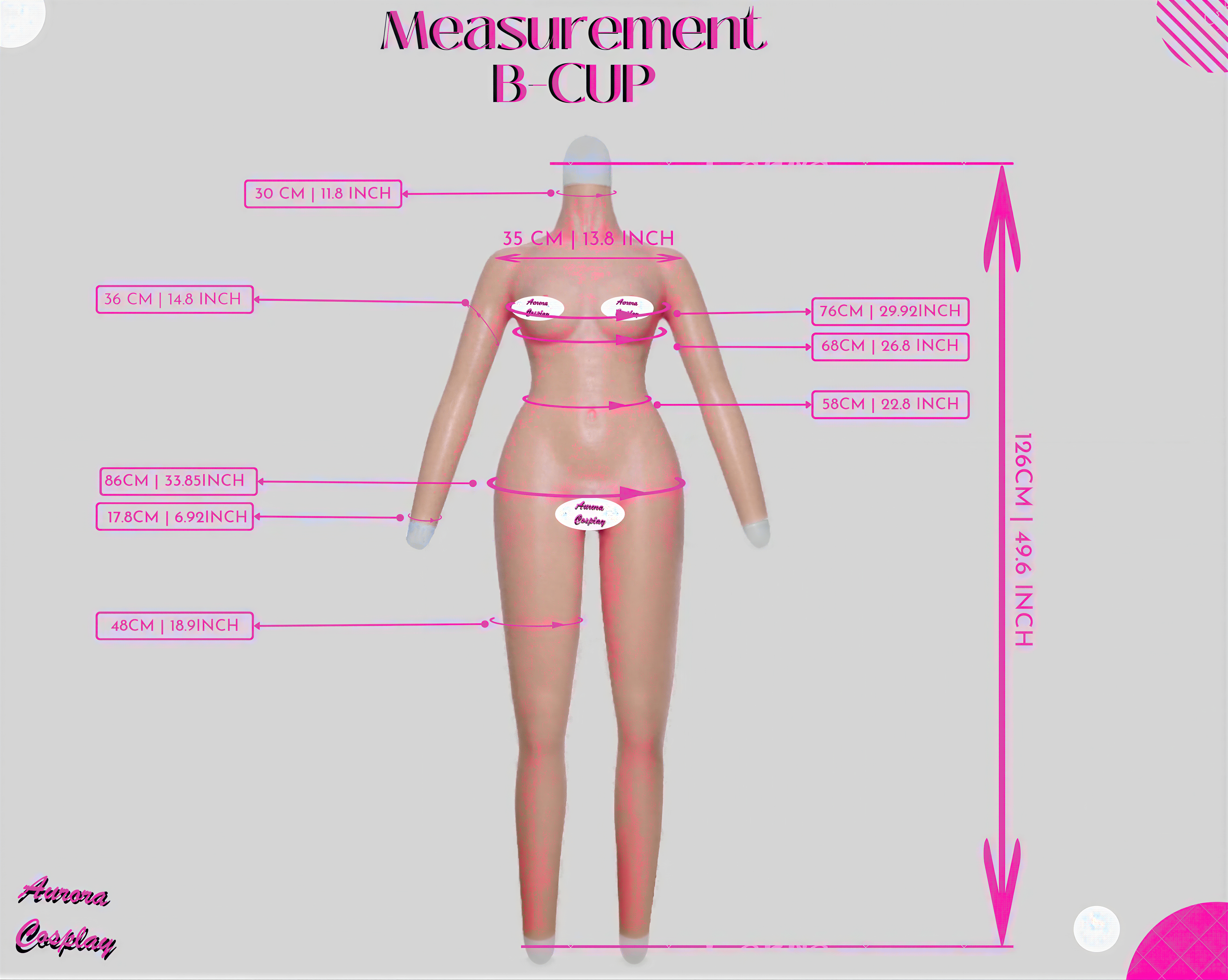 Realistic B Cup Bodysuit with Arms: Full Body Transformation for Crossdressers - Aurora Cosplay - Aurora Cosplay