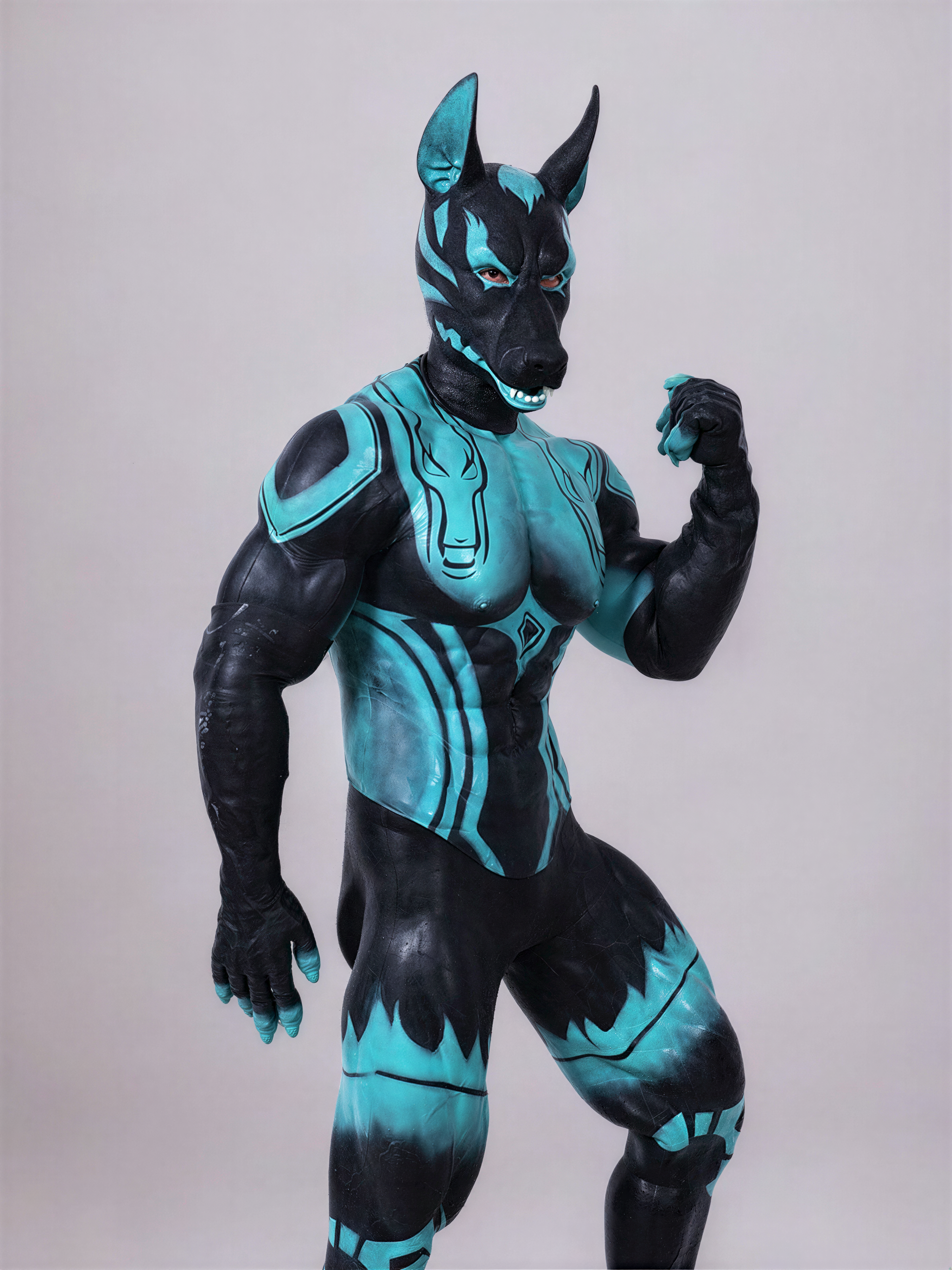 Cerberus-Themed Furry Muscle Suit - Premium Silicone Fursuit for Cosplay - Aurora Cosplay
