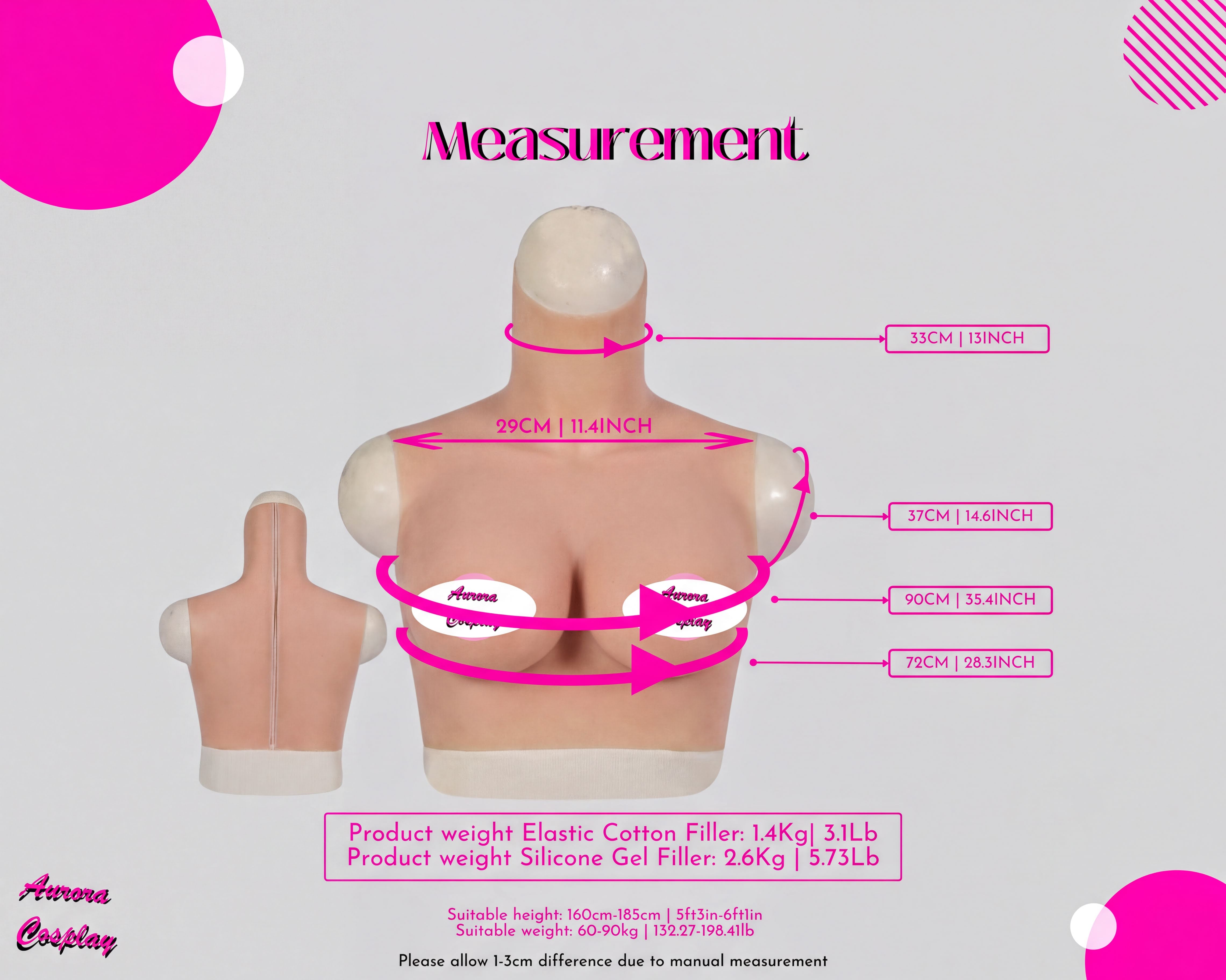 Breast with Zipper Silicon Crossdressing Realistic Breast Forms With Zipper Cosplay - Fake Breast For Cosplay-Silicon Made Women Accessories - Aurora Cosplay