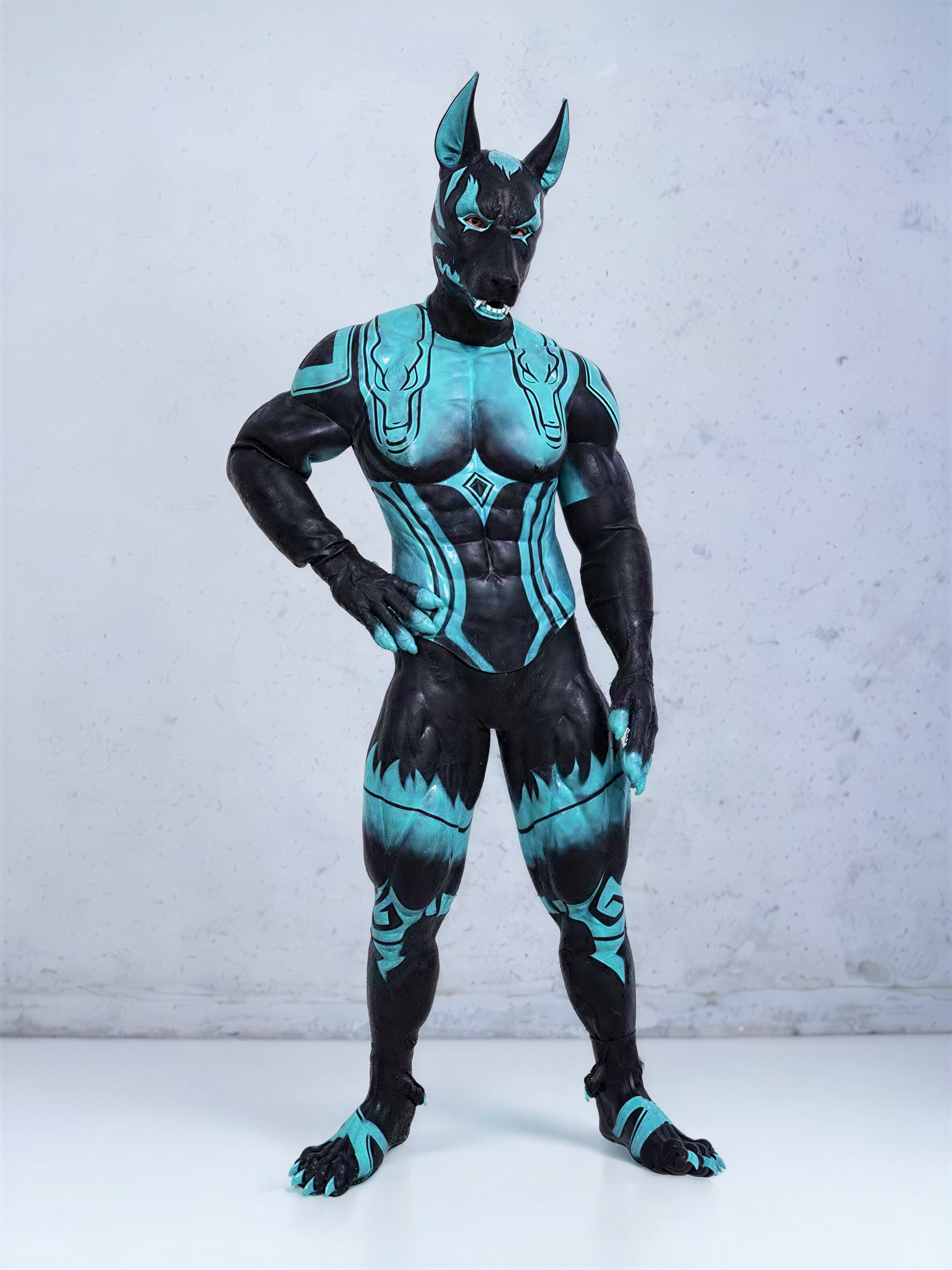 Cerberus-Themed Furry Muscle Suit - Premium Silicone Fursuit for Cosplay - Aurora Cosplay
