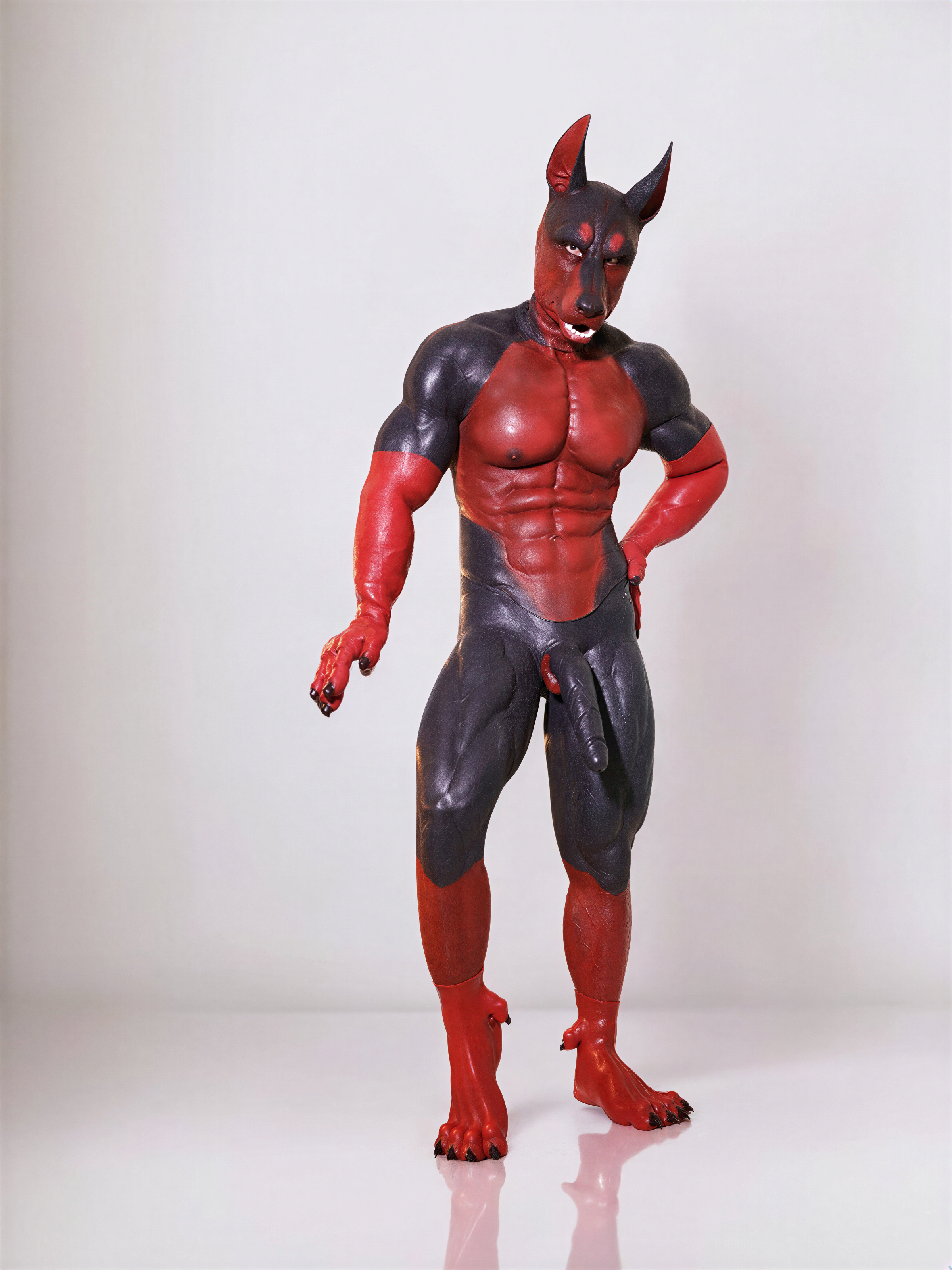 Futuristic Furry Muscle Suit with Penis - High-Tech Fursuit for Cosplay - Aurora Cosplay