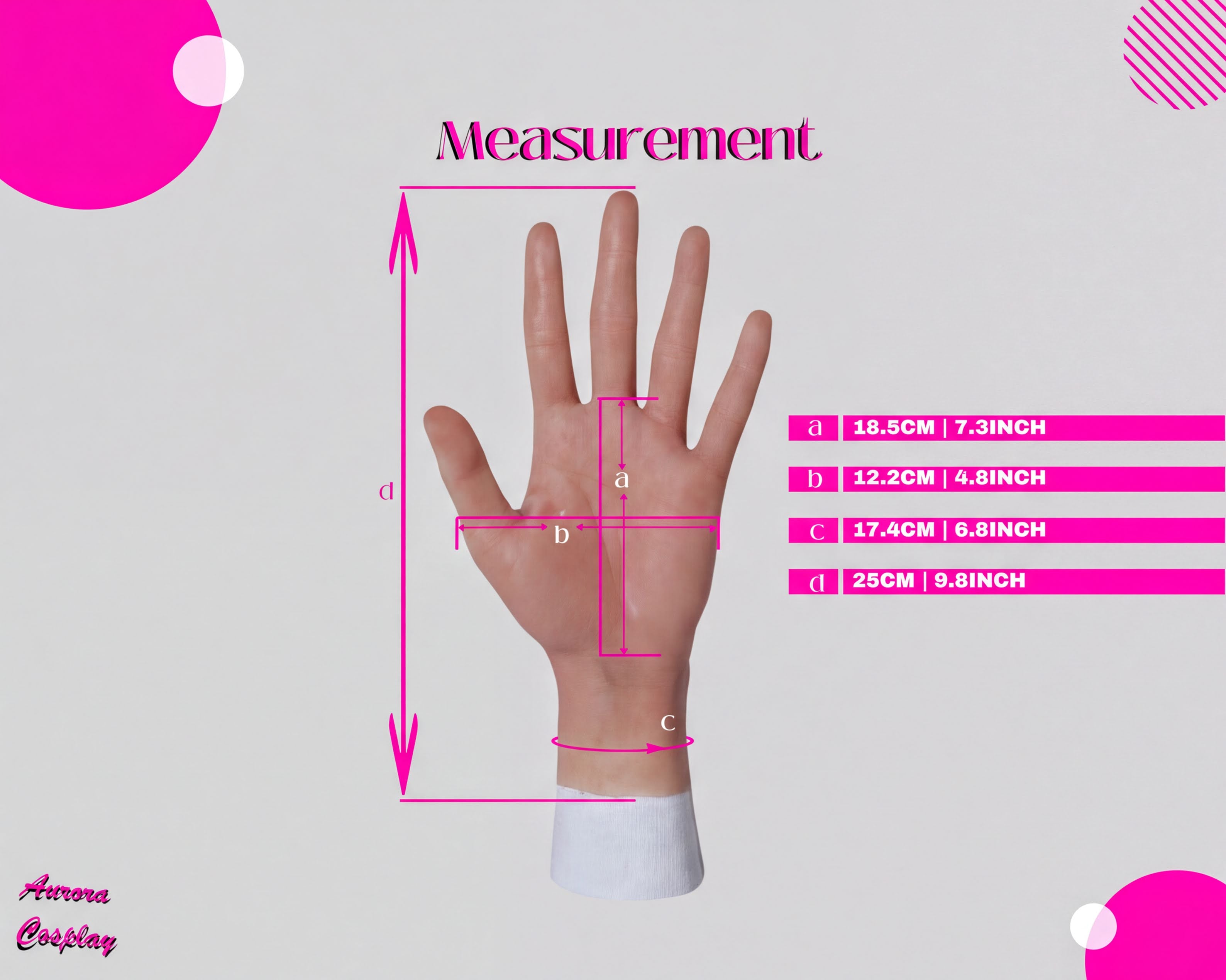 Silicone Realistic Hands Gloves Pose-able Painted Silicone Unisex Cosplay Hand - Light Skin Tone - Display Model Prop - Aurora Cosplay