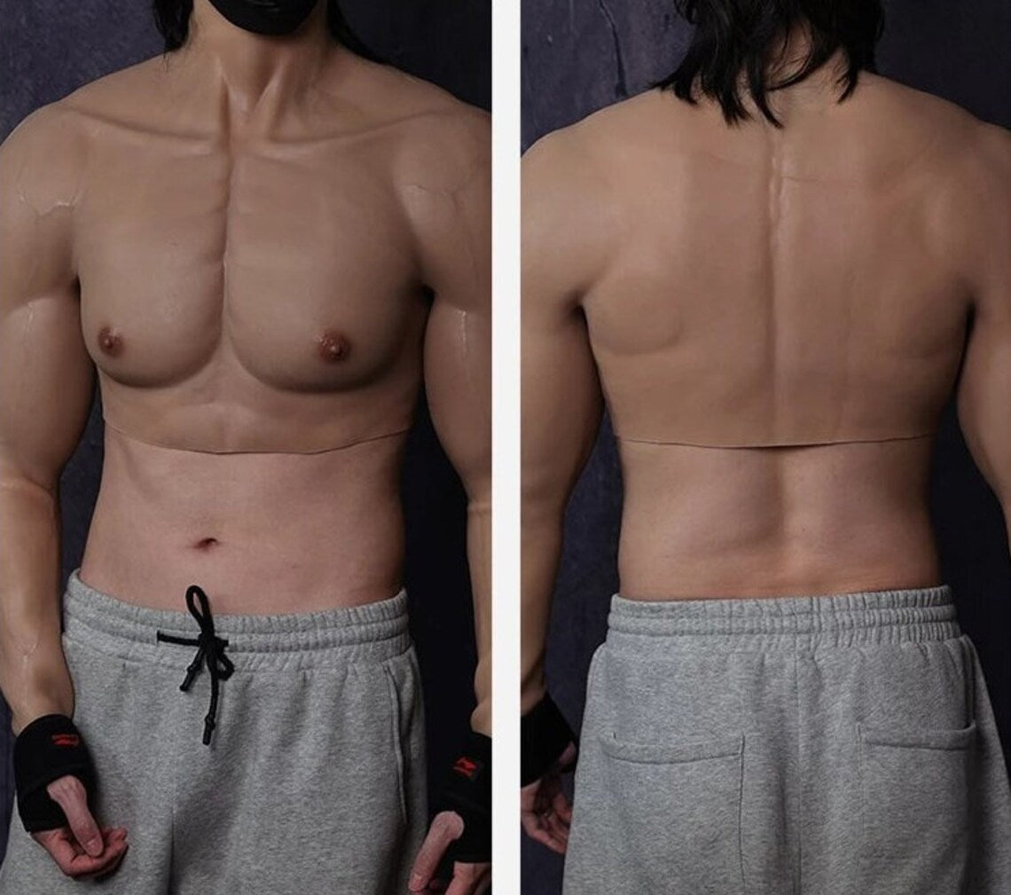 Premium Silicone Fake Muscle Suit for Cosplayer With Arm Male - Silicone Artificial Realistic Chest Muscle Suit - Cosplay Accessories - Aurora Cosplay