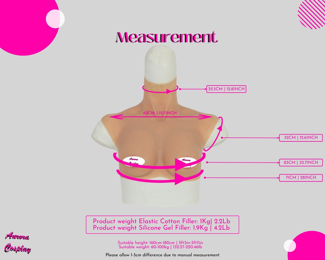 Awakened You Silicone B Breast Shirt Sleeveless Breast Plate | Silicone Prosthetics | For Cross dressing MTF, Drag Queens - Aurora Cosplay