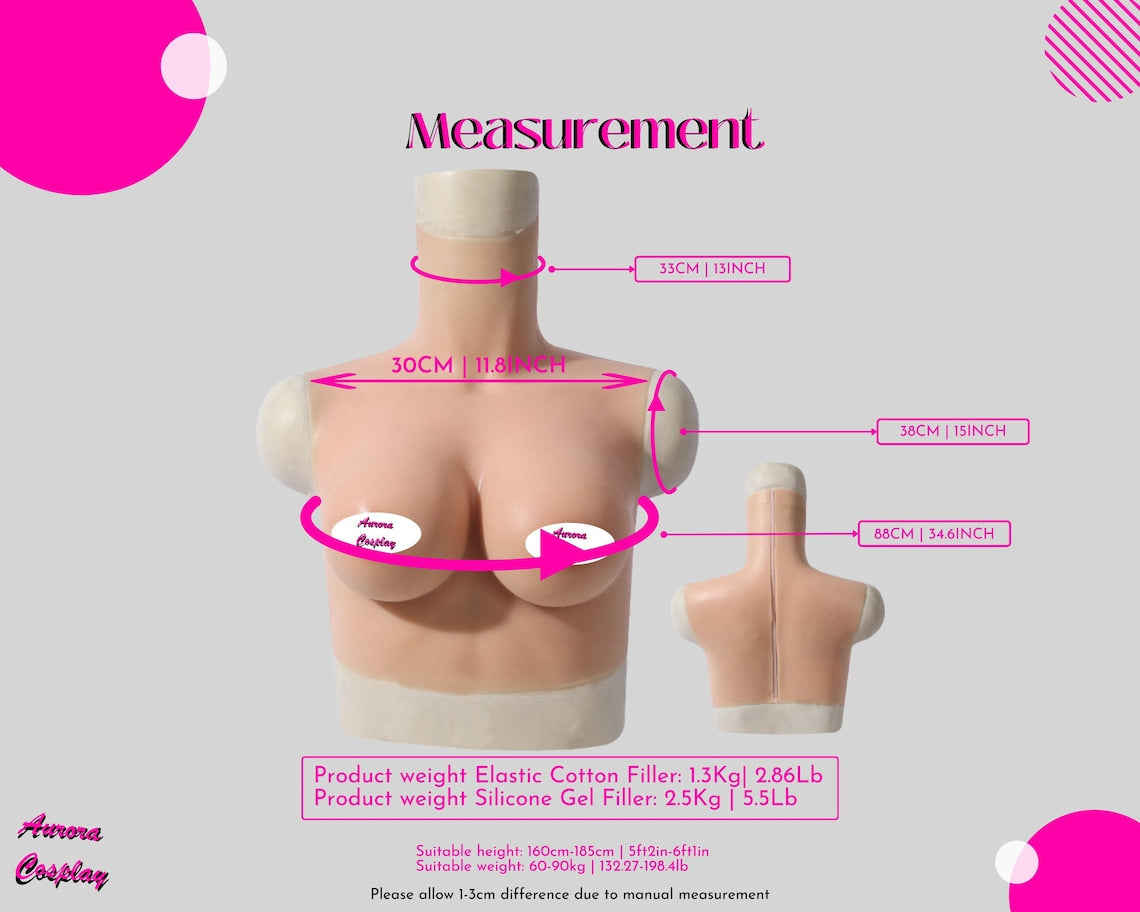 Handmade C Cup Breast with zipper Forms for Cosplay Anime, Cross play C Cup Breast, Zipper boobs, Silicone Prosthetics - Aurora Cosplay