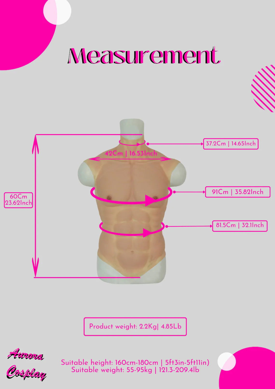 Aurora Cosplay Men’s Silicone Muscle Vest - Realistic Chest Enhancer for Film & Theatre - Aurora Cosplay