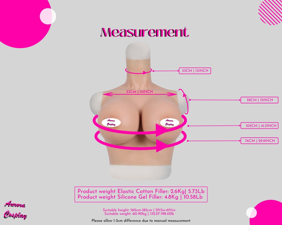 Handmade Silicone H Cup Elastic Cotton Breast Chest Crossdresser for Cosplay - H Cup Breast For Cosplay - Silicon Made Women Accessories - Aurora Cosplay