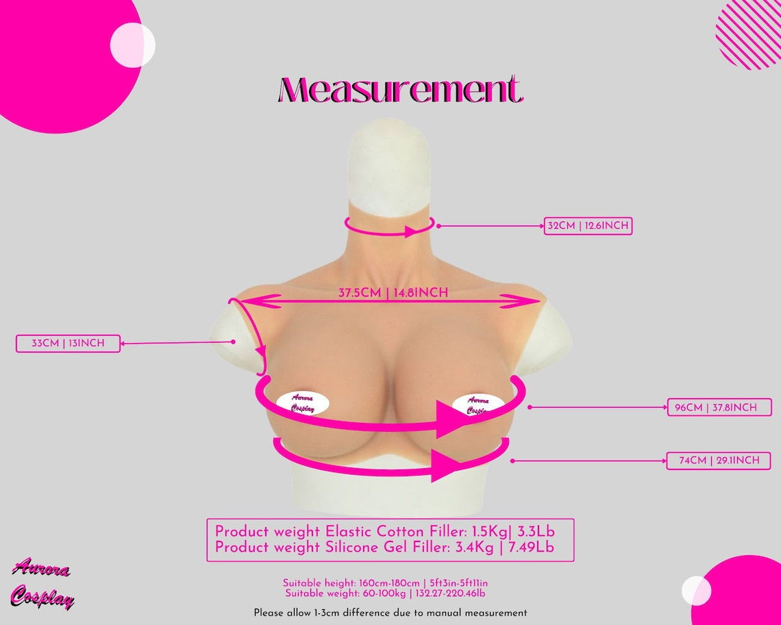 Handmade Silicone Breast Forms Pair - Prosthetic for Mastectomy, Cross dressing, breast-enhancers and Cosplay - Aurora Cosplay