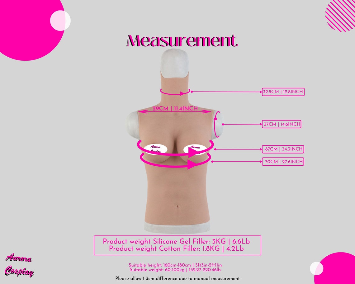 Breast Shirt Sleeveless Breast Plat, Silicone Breast Forms Pair - Prosthetic for Mastectomy, Transgender, and Cosplay - Aurora Cosplay