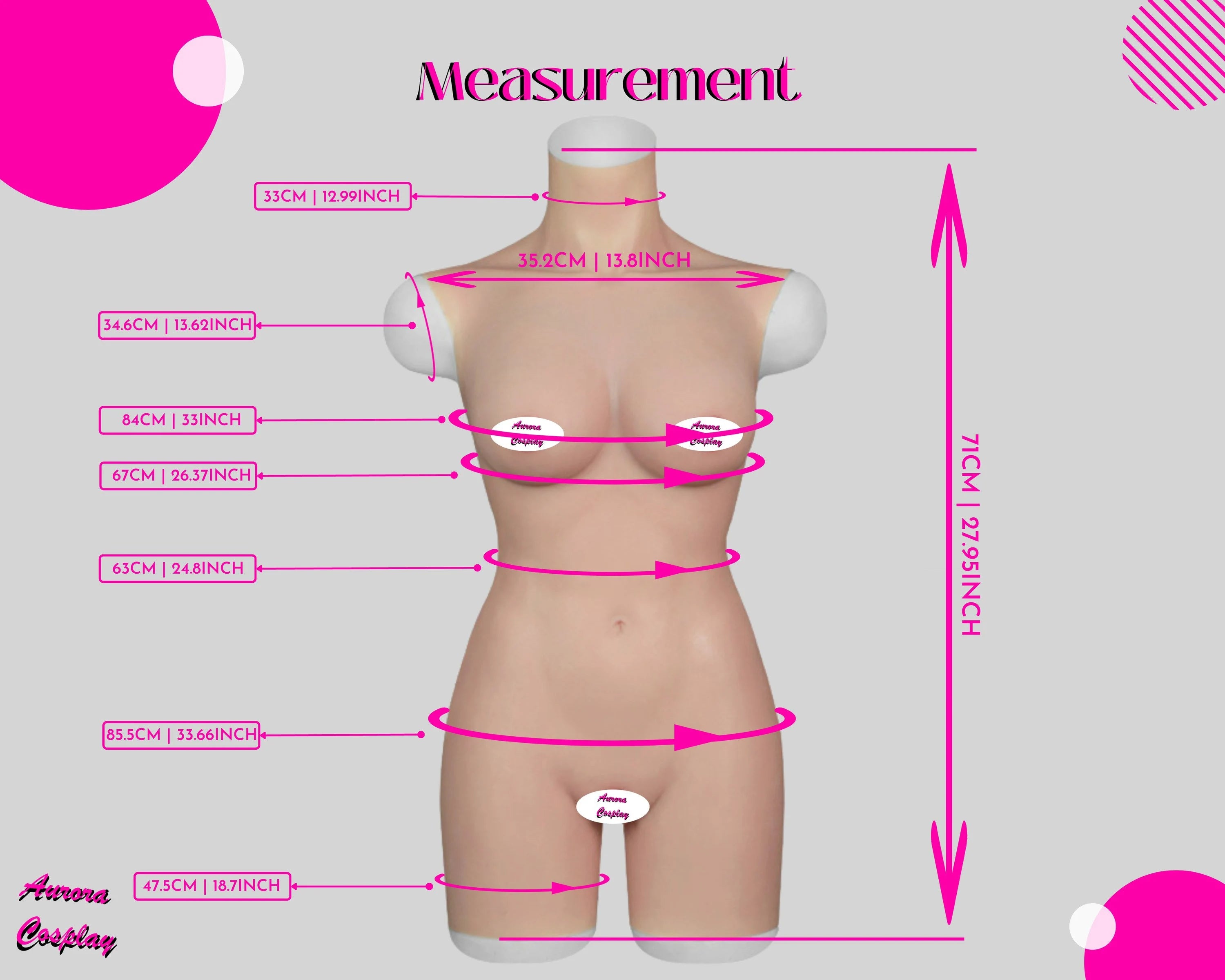 C Cup Silicone Bodysuit with Realistic Breast Forms for Crossdressing, Cosplay & Post-Mastectomy - Aurora Cosplay