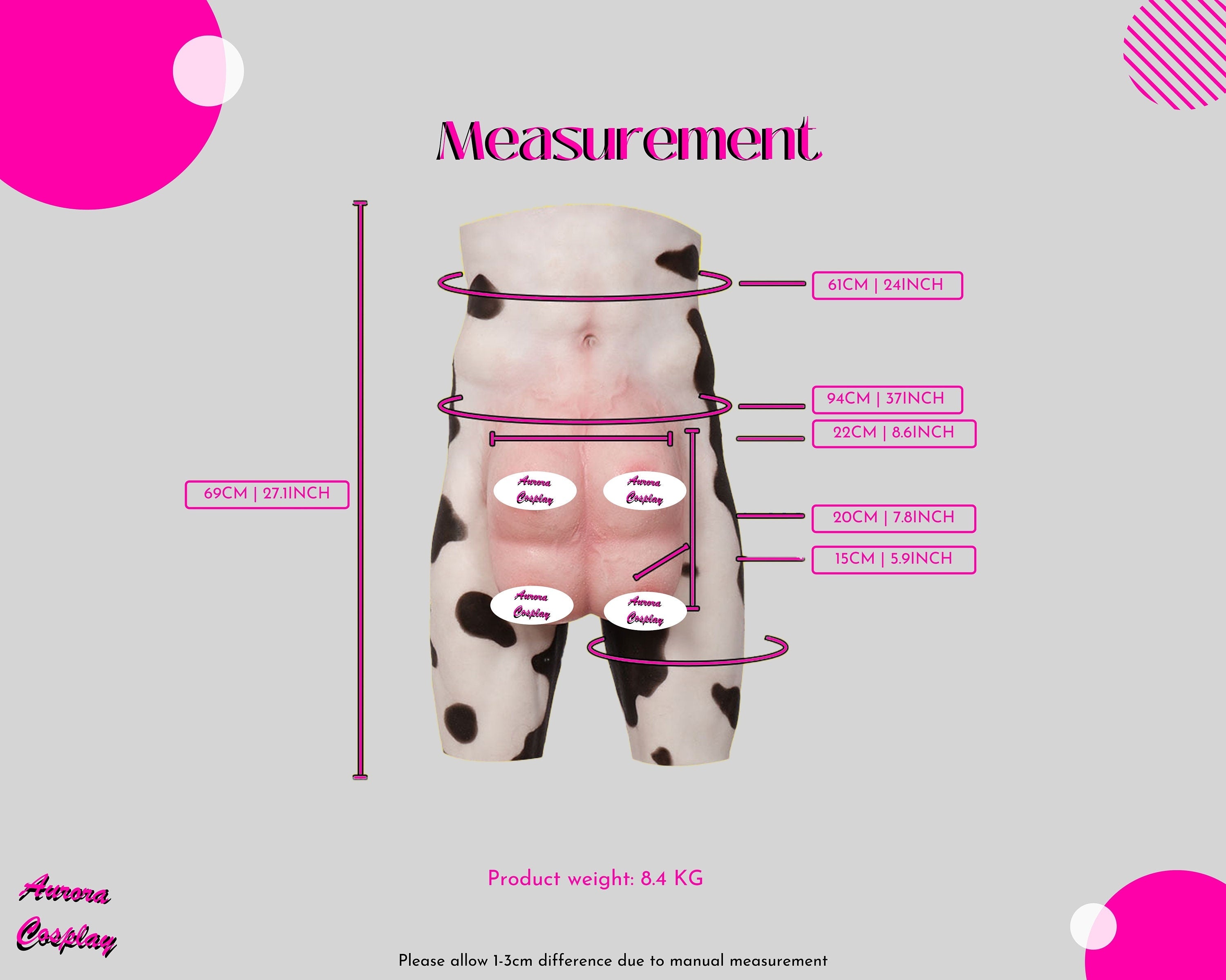 Spotted Cow Silicone Fursuit Set with Udder Detail - Perfect for Cosplay - Aurora Cosplay