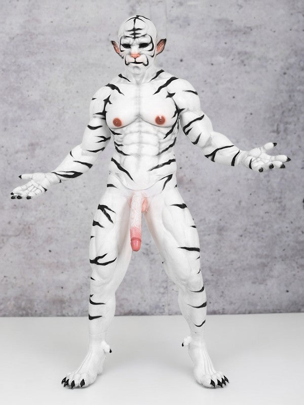 White Tiger Fursuit: Elite Silicone Muscle Costume for Cosplay - Aurora Cosplay