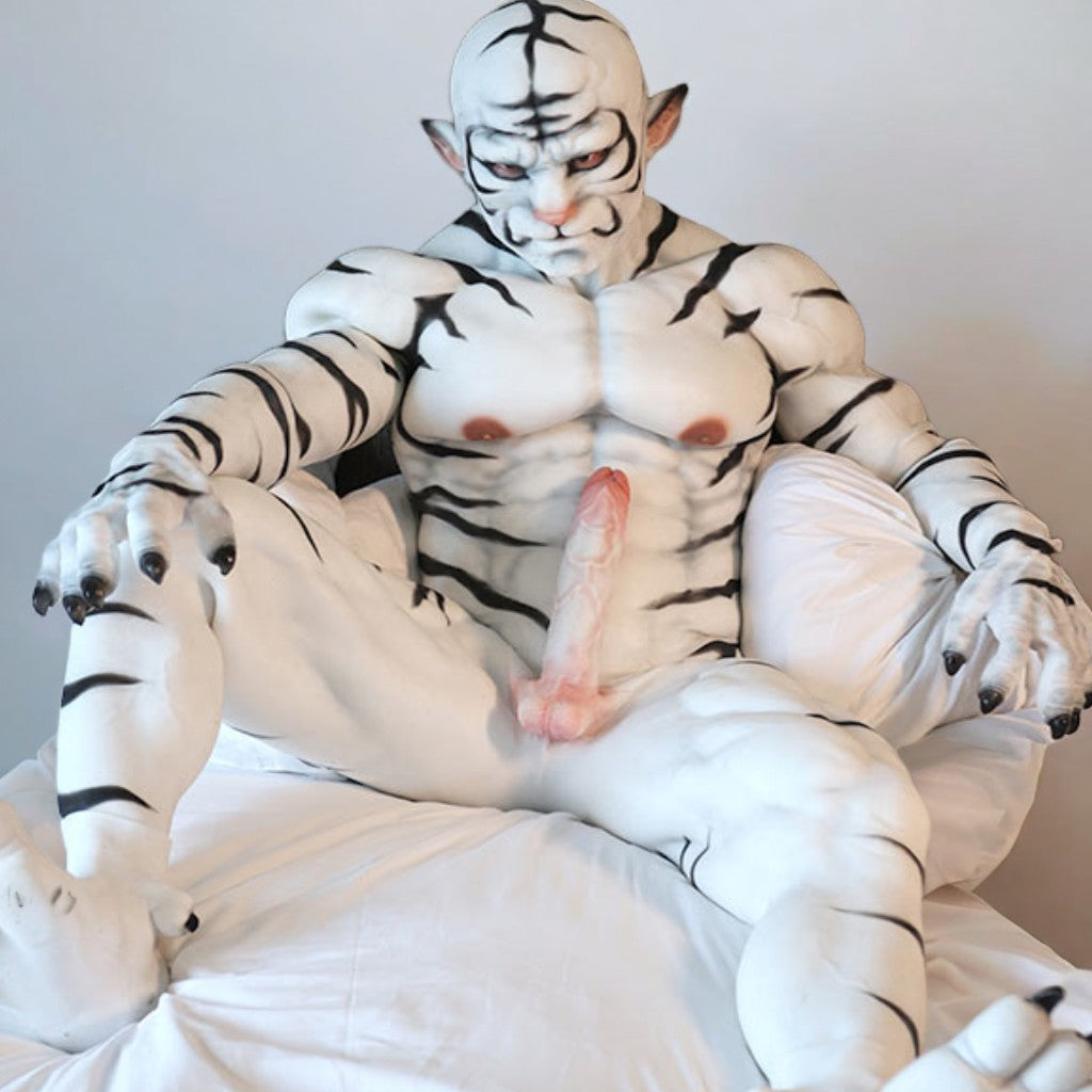 White Tiger Fursuit: Elite Silicone Muscle Costume for Cosplay - Aurora Cosplay