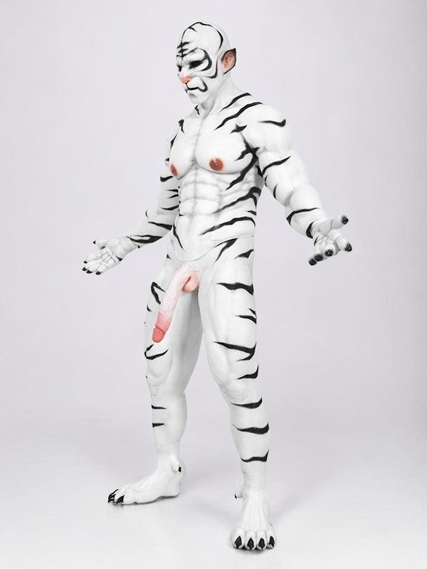 White Tiger Fursuit: Elite Silicone Muscle Costume for Cosplay - Aurora Cosplay