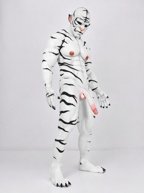 White Tiger Fursuit: Elite Silicone Muscle Costume for Cosplay - Aurora Cosplay
