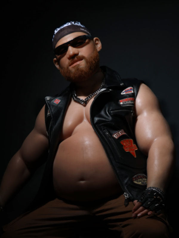 Silicone Upper Body Suit with Muscular Biker Look and Big Belly