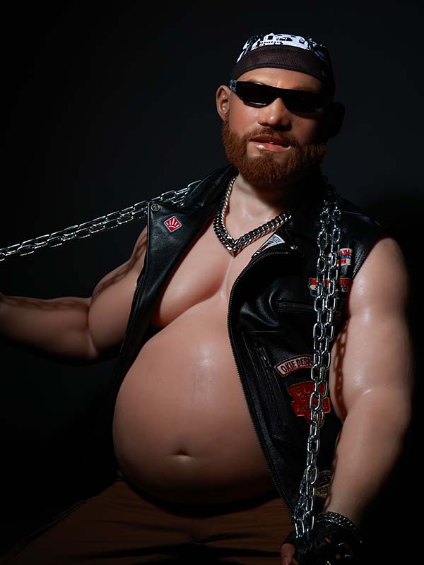 Silicone Upper Body Suit with Muscular Biker Look and Big Belly