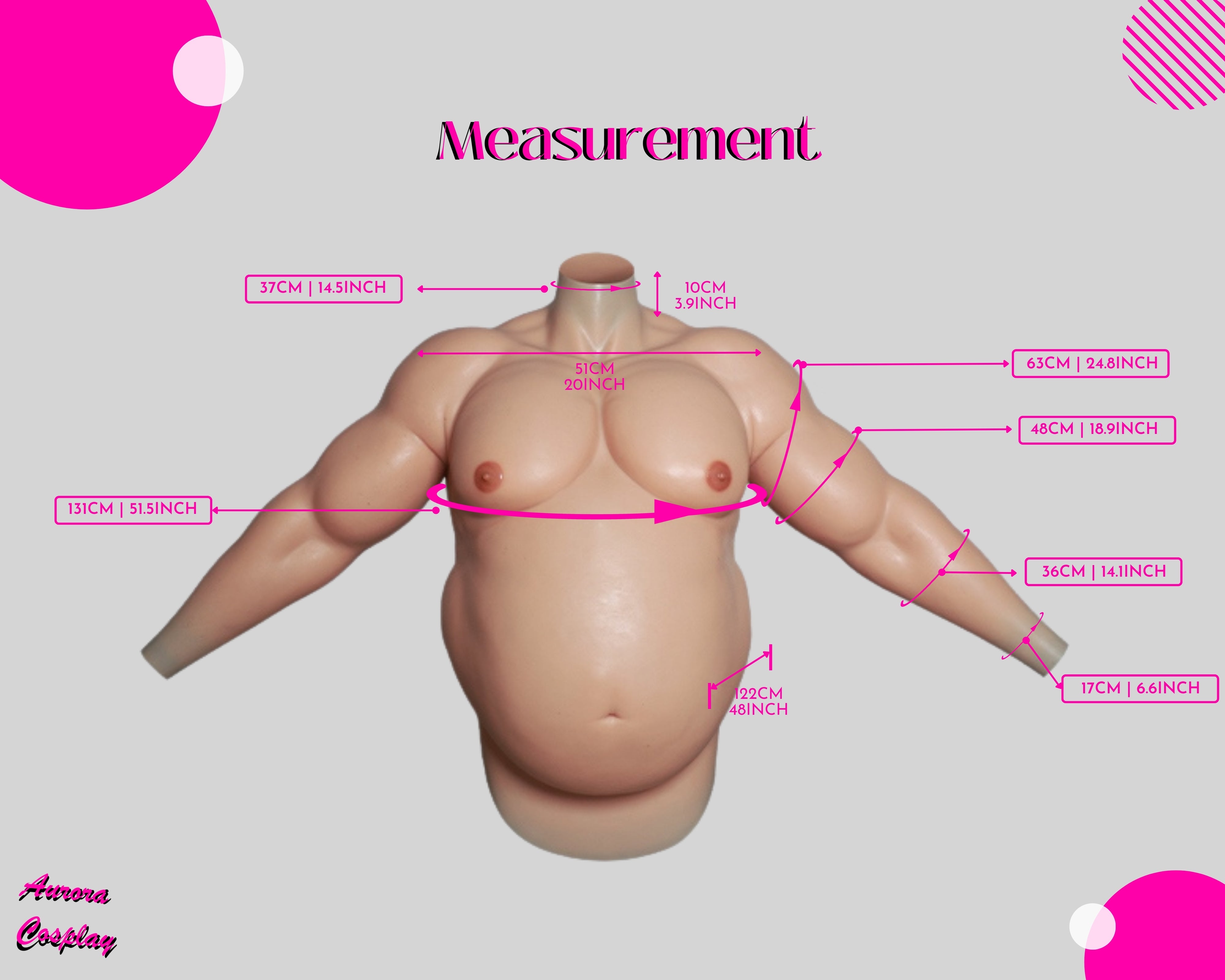 Silicone Upper Body Suit with Muscular Biker Look and Big Belly