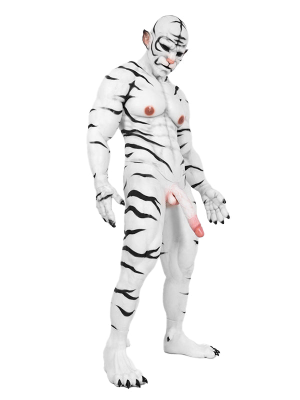 White Tiger Fursuit: Elite Silicone Muscle Costume for Cosplay