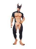 Multicolored Dobie Fursuit: Dynamic Silicone Muscle Suit for Cosplay - Aurora Cosplay