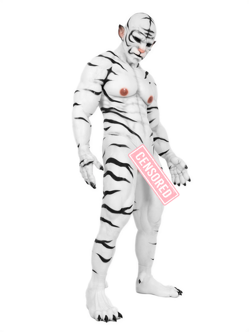 White Tiger Fursuit: Elite Silicone Muscle Costume for Cosplay - Aurora Cosplay