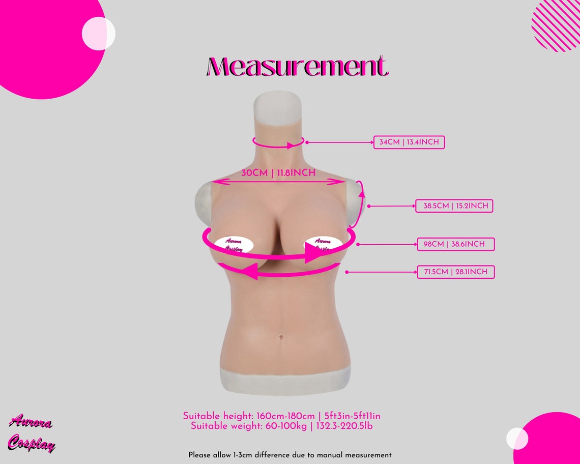 Fake Breasts Silicone/Cotton Filled Breastplate G-Cup Breast Forms